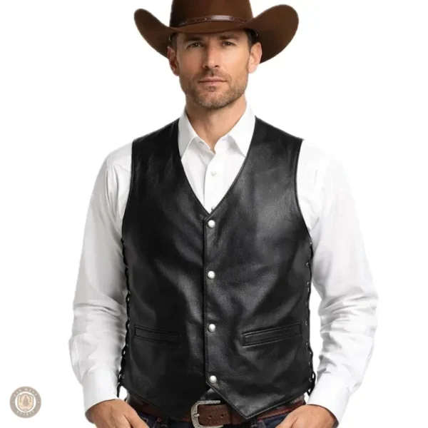 Gilet Western Noir pour homme, style cowboy élégant