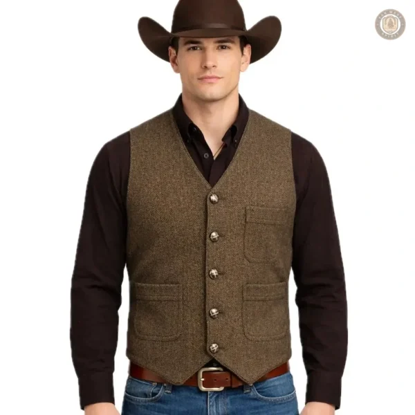 Gilet homme western en tissu robuste et stylé