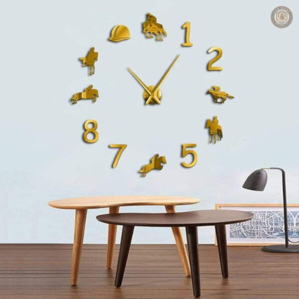 Horloge murale inspirée de l'équitation, design unique