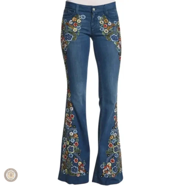 Jean femme style cowgirl avec finition authentique