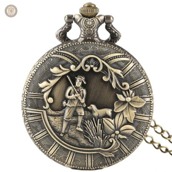 Montre à gousset homme motif chasseur élégante