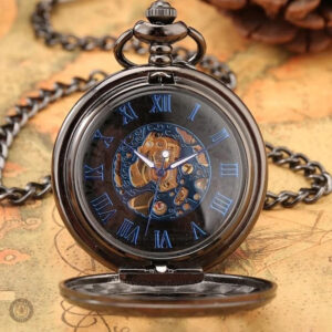 Accessoire masculin, montre à gousset noire au design classique
