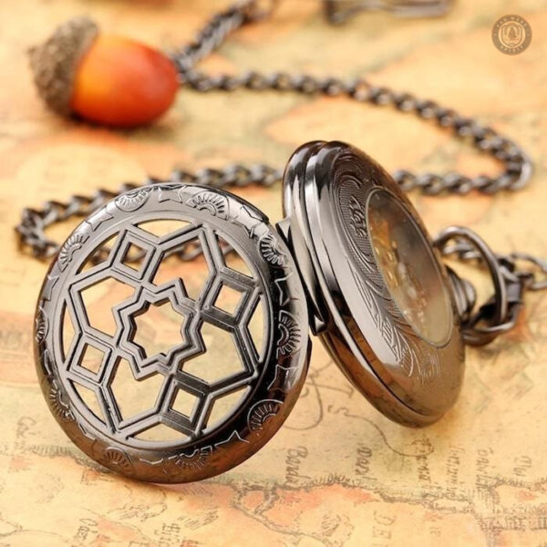 Montre à gousset noire, style vintage pour homme raffiné