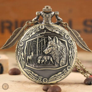 Montre à gousset avec motif de loup distinctif