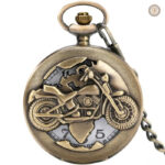 Montre à gousset motif moto, style vintage et élégant