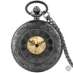 Montre à gousset noire élégante et raffinée