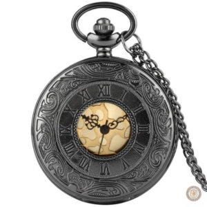 Montre à gousset noire élégante et raffinée