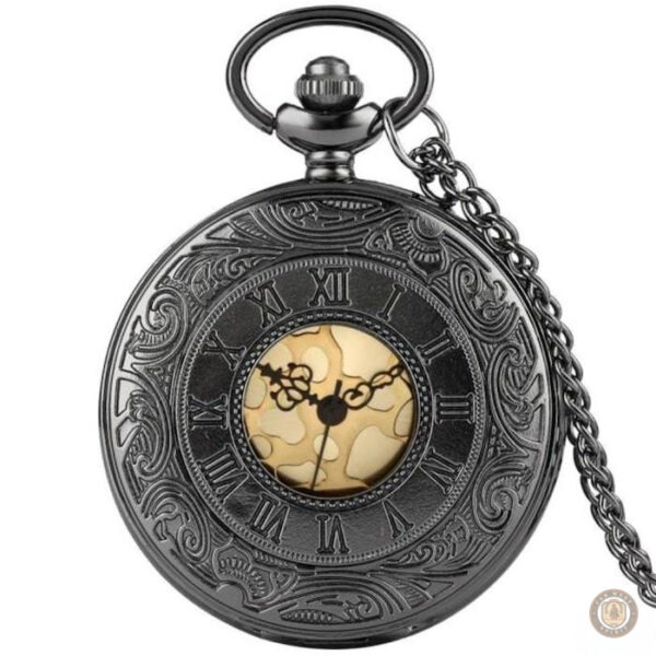 Montre à gousset noire élégante et raffinée