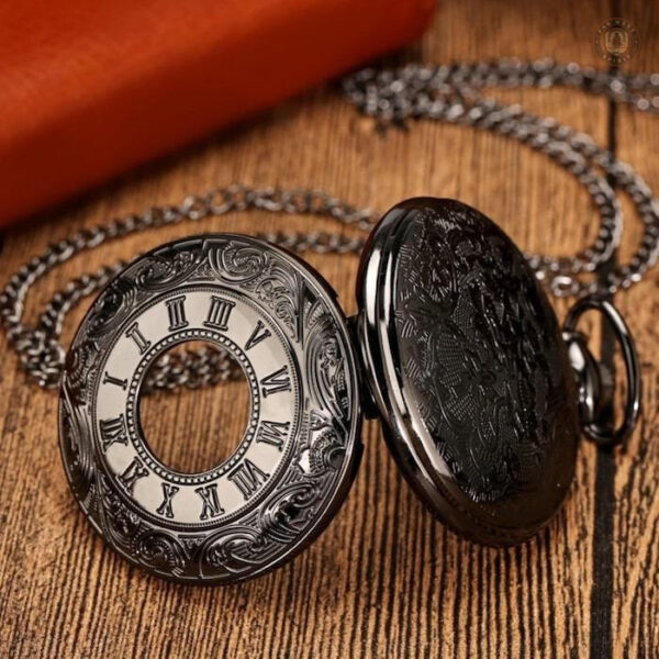 Accessoire vintage, montre à gousset noire
