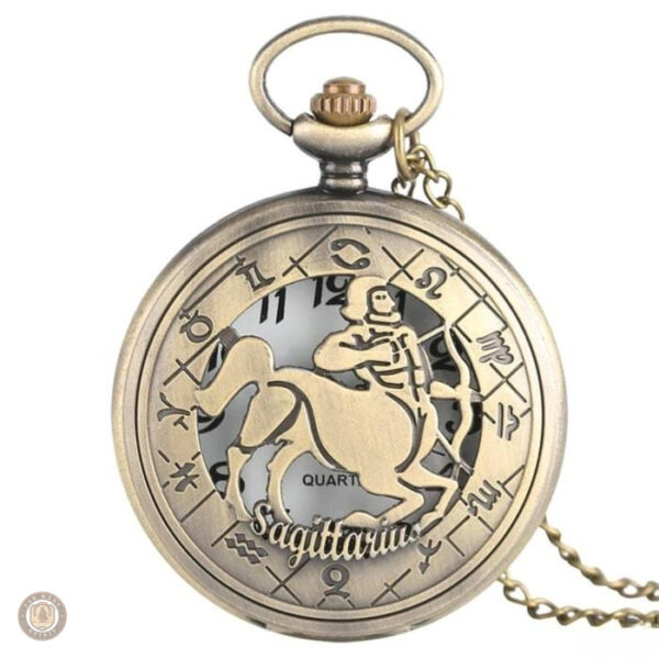 Élégante montre à gousset avec symbole du zodiaque