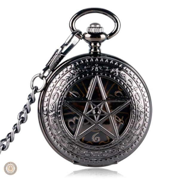 Montre à gousset mécanique noire élégante