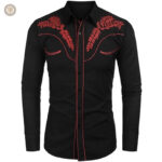Chemise cowboy brodée pour homme