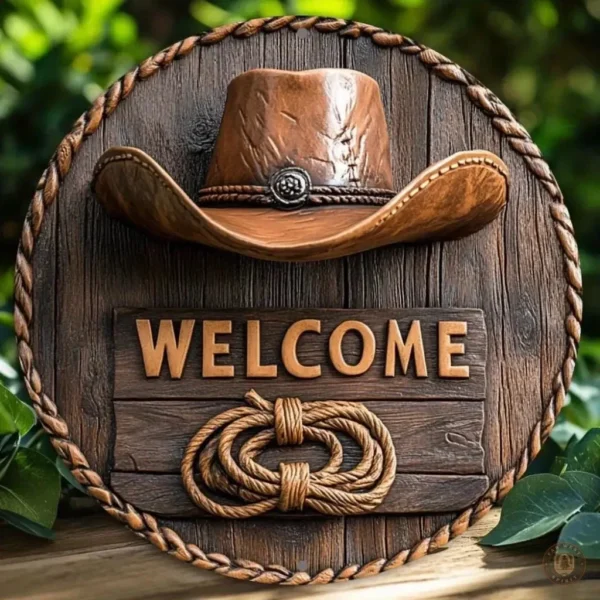 Panneau Bienvenue style western décoratif pour l'entrée