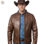Veste Western Cuir Patiné pour homme