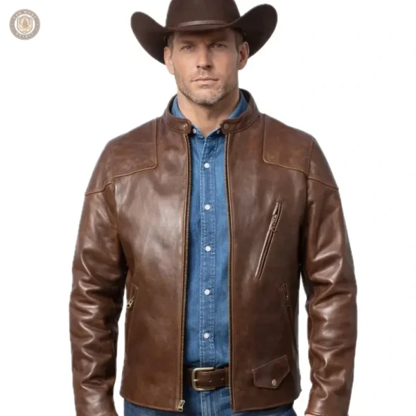 Veste Western Cuir Patiné pour homme