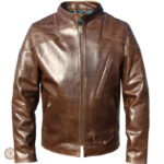 Veste en cuir au style western, finition patinée