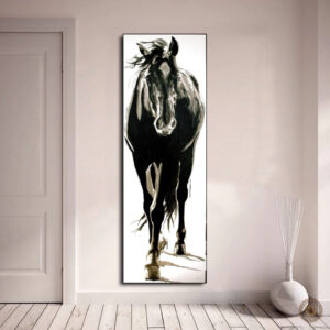 Tableau Western avec un cheval noir majestueux