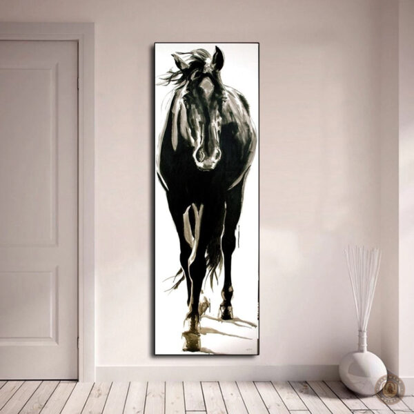 Tableau Western avec un cheval noir majestueux