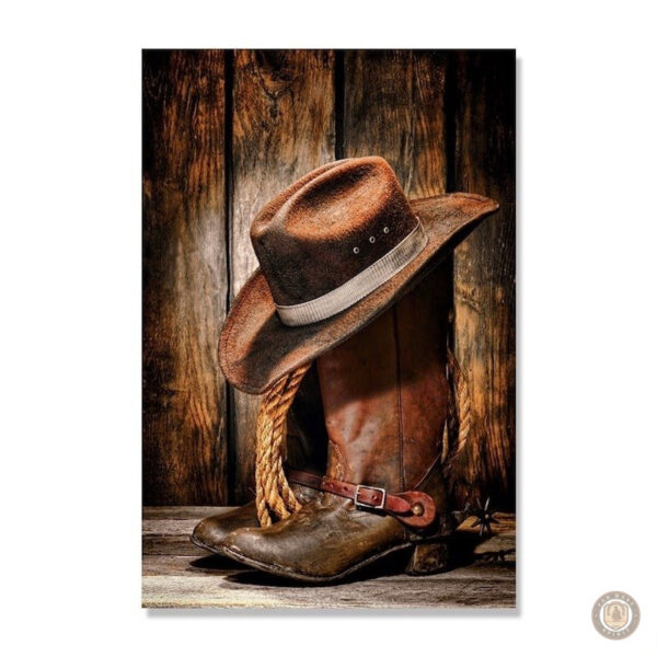 Peinture évoquant le ranch dans un style western authentique