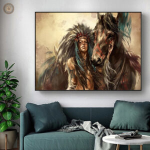 Tableau Femme Amérindienne en style western