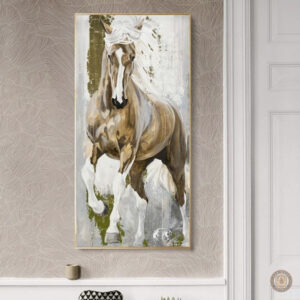 Tableau peinture représentant un cheval dans un style western
