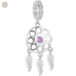 Pendentif Attrape-Rêves en argent avec perles colorées