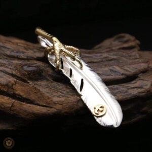 Accessoire western en argent, pendentif plume stylisé