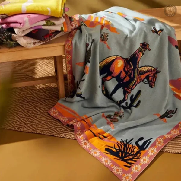 Plaid aux accents western, parfait pour une ambiance rustique