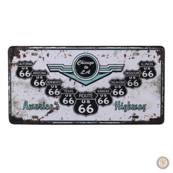 Plaque métal vintage America's Highway décorative