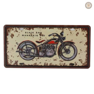 Plaque métal vintage Black & Mandarin Red