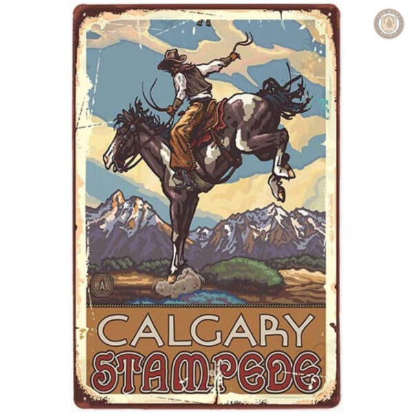 Plaque métal vintage Calgary Stampede décorative