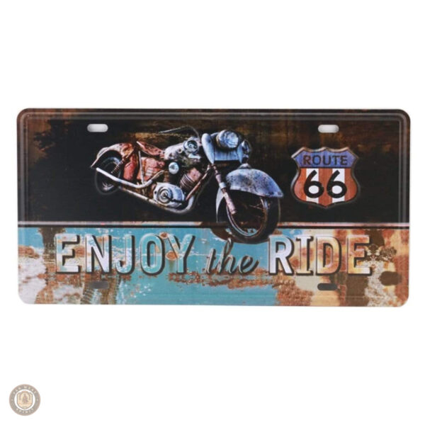 Plaque Métal vintage avec inscription "Enjoy The Ride