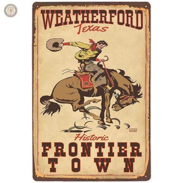 Plaque métal vintage Frontier Town décorative