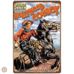 Plaque métal vintage Hollywood Cowboy décorative
