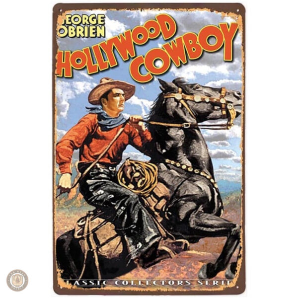 Plaque métal vintage Hollywood Cowboy décorative