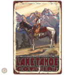 Plaque en métal vintage Lake Tahoe décorative