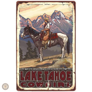 Plaque en métal vintage Lake Tahoe décorative
