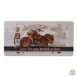 Plaque métal vintage "Live to Ride Rode to Live" décorative