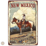 Plaque Métal New Mexico vintage colorée et décorative