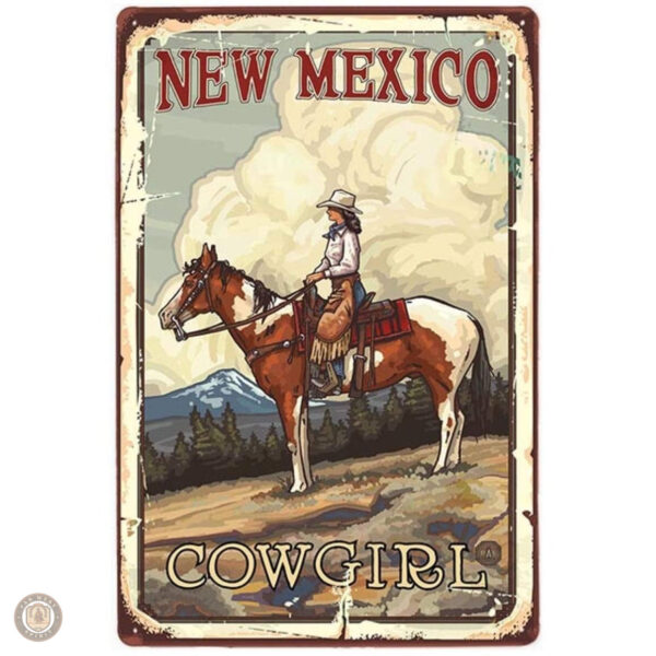Plaque Métal New Mexico vintage colorée et décorative