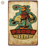 Plaque en métal vintage Pecos Texas décorative
