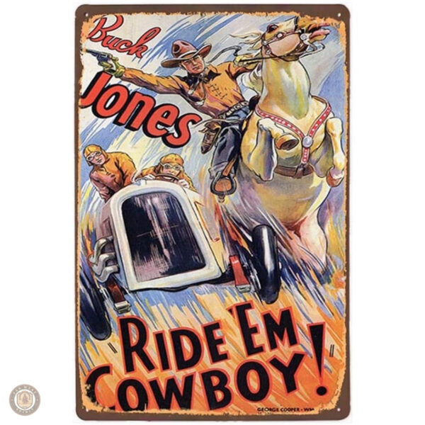 Plaque Métal Ride Em Cowboy vintage décorative