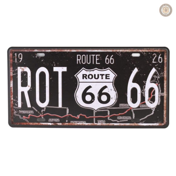 Plaque métal vintage Route 66 décorative