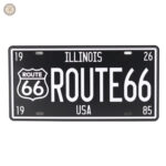 Plaque métal vintage Route 66 noire