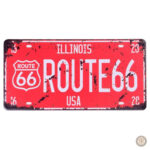 Plaque métal vintage Route 66 rouge décorative