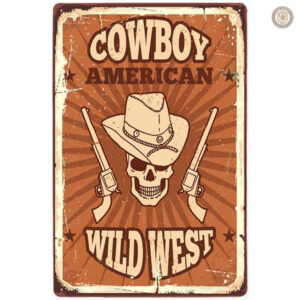Plaque métal vintage Wild West décorative