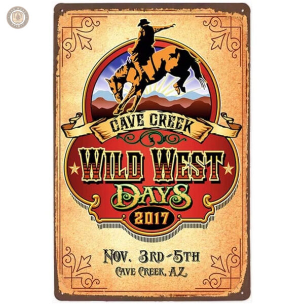 Plaque Métal vintage Wild West Days décorative