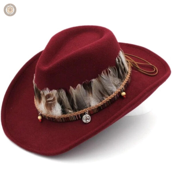 Chapeau cowboy avec plume décorative
