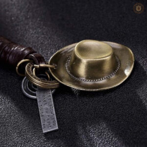 Porte-clefs inspiré du Far West avec motif de chapeau