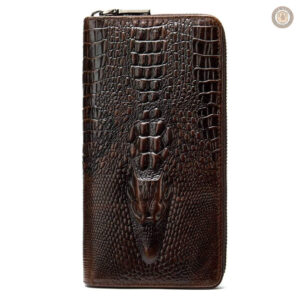 Portefeuille en cuir avec motif crocodile vintage
